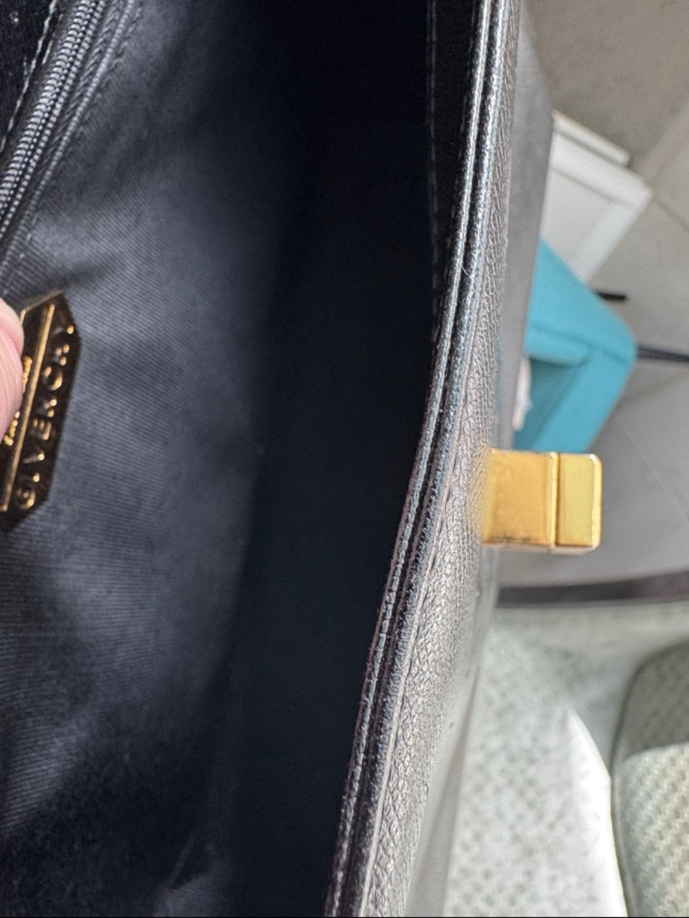 Givenchy Black Leather Top-Handle Satchel with Gold Medallion - Picture 8 of 10